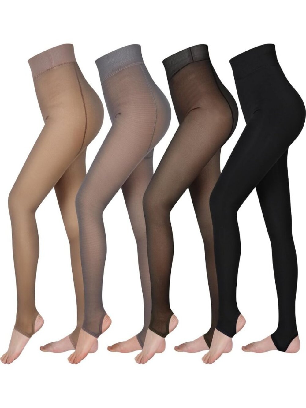 Foaincore 4 Pairs Fleece Lined Tights Women